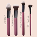 Vegan Face & Cheek Makeup Brush Set- Chic. Sustainable Wood Purple and Black Makeup Brushes Hurtig Lane