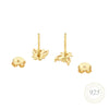 Gold bee earrings- solid silver and 18k gold stud earrings