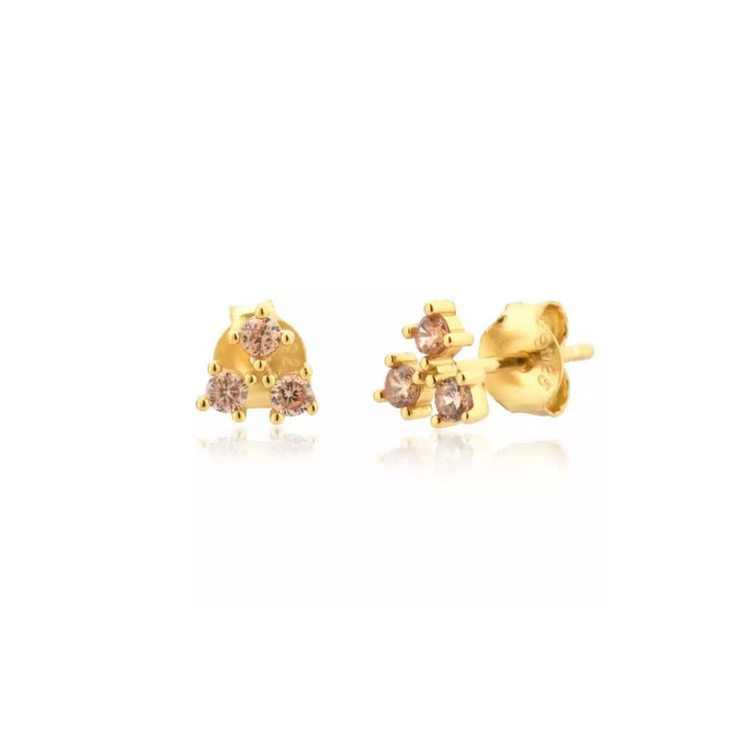 Vistosa Trio Gold Earrings- Clear White Necklaces Hurtig Lane
