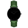 Mykonos Vegan Leather Watch All Black & Green Watch Hurtig Lane Vegan Watches
