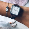 Neliö Square Vegan Leather Silver/White/Chestnut Watch Hurtig Lane Vegan Watches