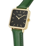 Neliö Square Vegan Leather Gold/Black/Green Watch Hurtig Lane Vegan Watches