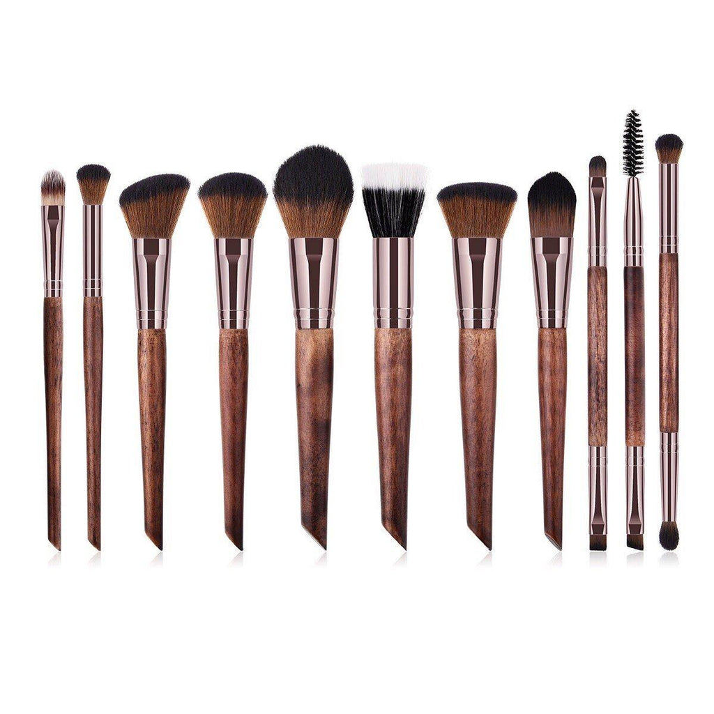 Full Vegan Makeup Brush Set- Sustainable Wood and Rose Gold Makeup Brushes Hurtig Lane 