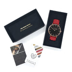 Mykonos Vegan Leather Rose Gold/Black/Cherry Red Watch Hurtig Lane Vegan Watches