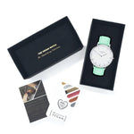 Mykonos Vegan Leather Silver/White/Mint Watch Hurtig Lane Vegan Watches