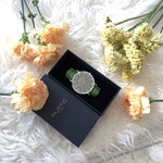 Mykonos Vegan Leather Watch Silver/Grey/Green Watch Hurtig Lane Vegan Watches