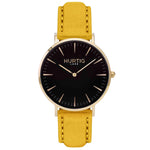 Hymnal Vegan Suede Watch Gold, Black & Mustard Yellow - Hurtig Lane - sustainable- vegan-ethical- cruelty free