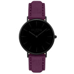 Hymnal Vegan Suede Watch All Black & Berry - Hurtig Lane - sustainable- vegan-ethical- cruelty free