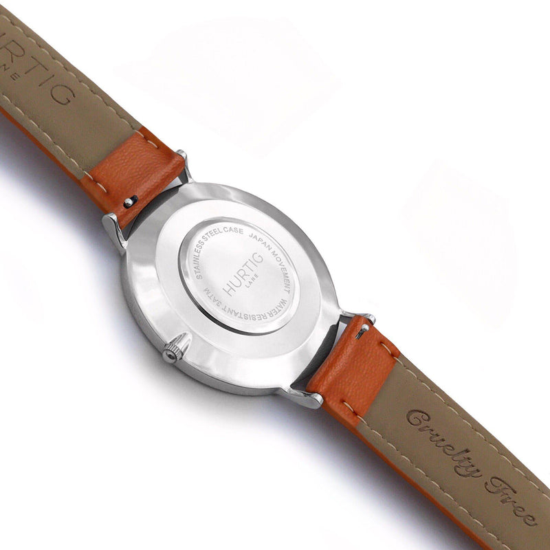 Moderno Vegan Leather Watch Silver, White & Tan Watch Hurtig Lane Vegan Watches