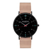 Moderno Stainless Steel Watch All Black & Rose Gold - Hurtig Lane - sustainable- vegan-ethical- cruelty free