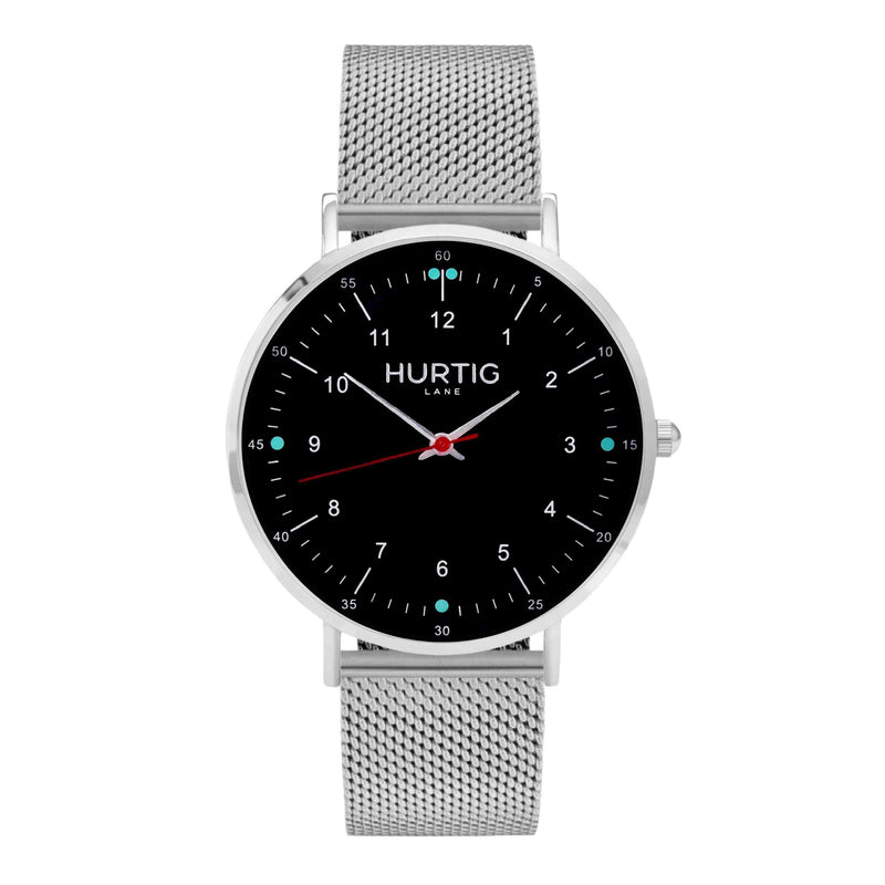 Moderna Stainless Steel Watch Silver, Black & Silver - Hurtig Lane - sustainable- vegan-ethical- cruelty free