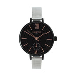 ethical mesh stainless steel women's watch silver and black