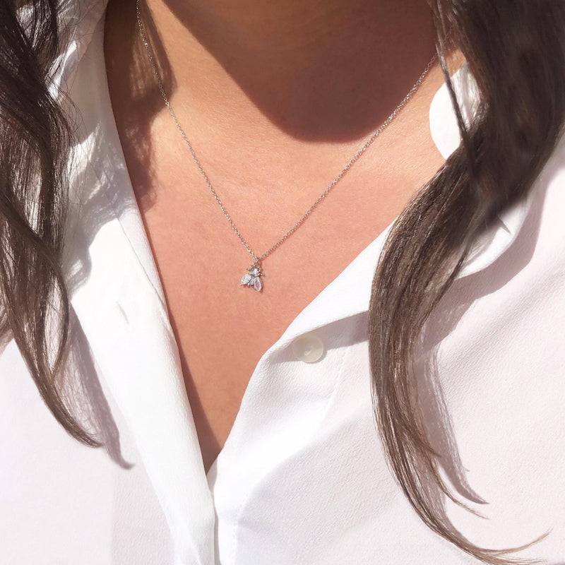Bee Lovely Brilliance Silver Necklace - Hurtig Lane - sustainable- vegan-ethical- cruelty free