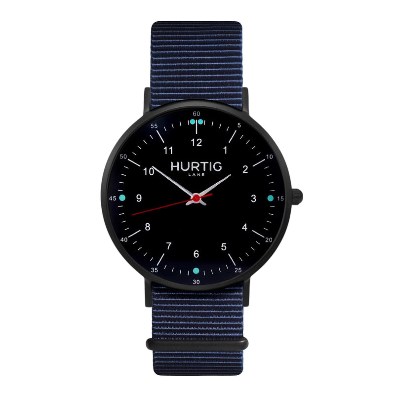 vegan nylon watch. Nato watch black & blue