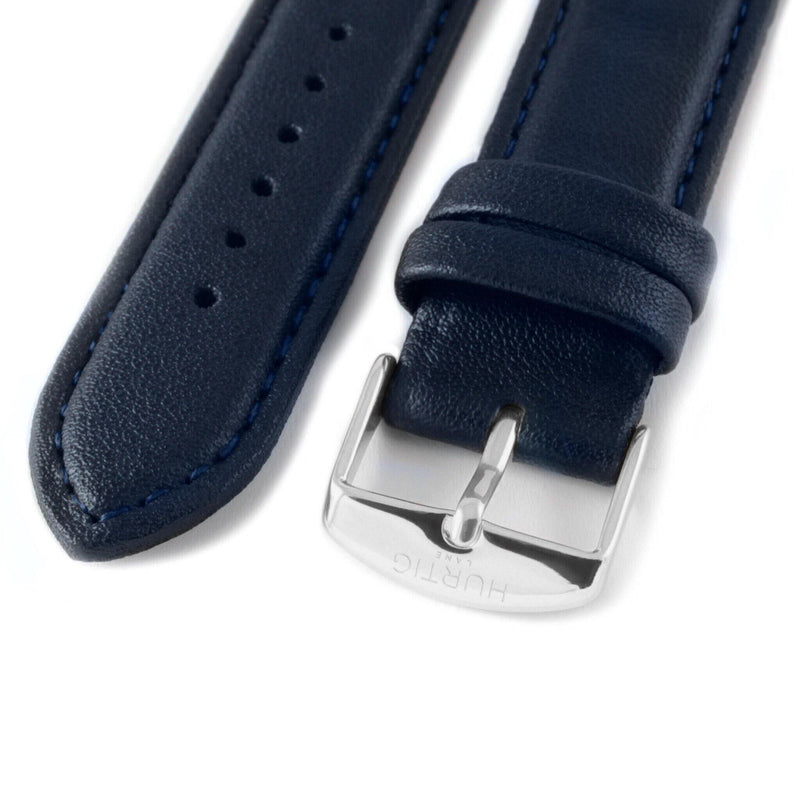 blue vegan leather 20mm watch strap