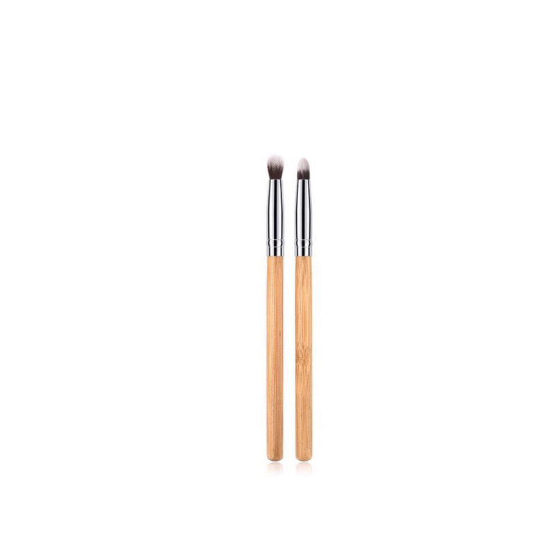 Vegan 2 Piece Eyeshadow Makeup Brush Set- Bamboo and Silver Makeup Brushes Hurtig Lane