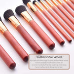 Full Vegan Makeup Brush Set- Sustainable Wood and Bronze Makeup Brushes Hurtig Lane