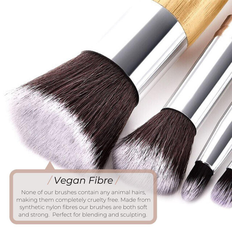 Vegan – Bambus Hurtig Volle Silber Pinsel - Lane und Make-up Set