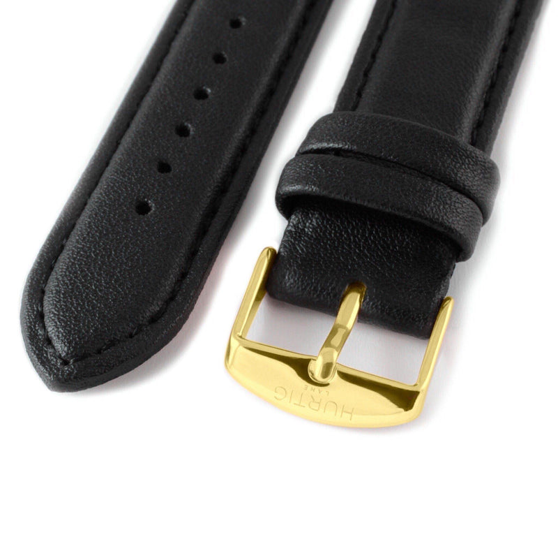 Mykonos Vegan Leather Watch Gold/Black/Black Watch Hurtig Lane Vegan Watches