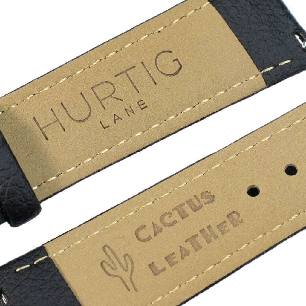Black and Black Cactus Leather Strap watch strap Hurtig Lane Vegan Watches