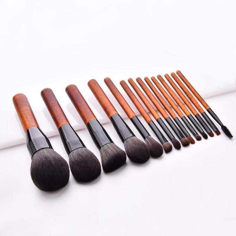 Vegan Makeup Brush Set- Elegance. Sustainable Wood & Black Makeup Brushes Hurtig Lane
