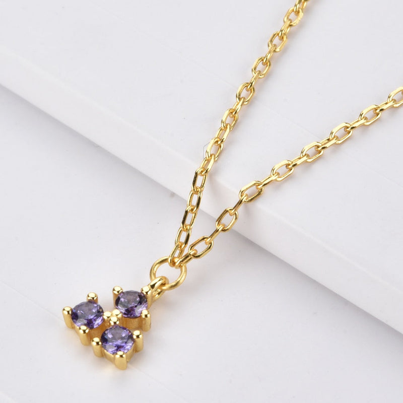 Vistosa Trio Gold Necklace- Lavender Purple Necklaces Hurtig Lane